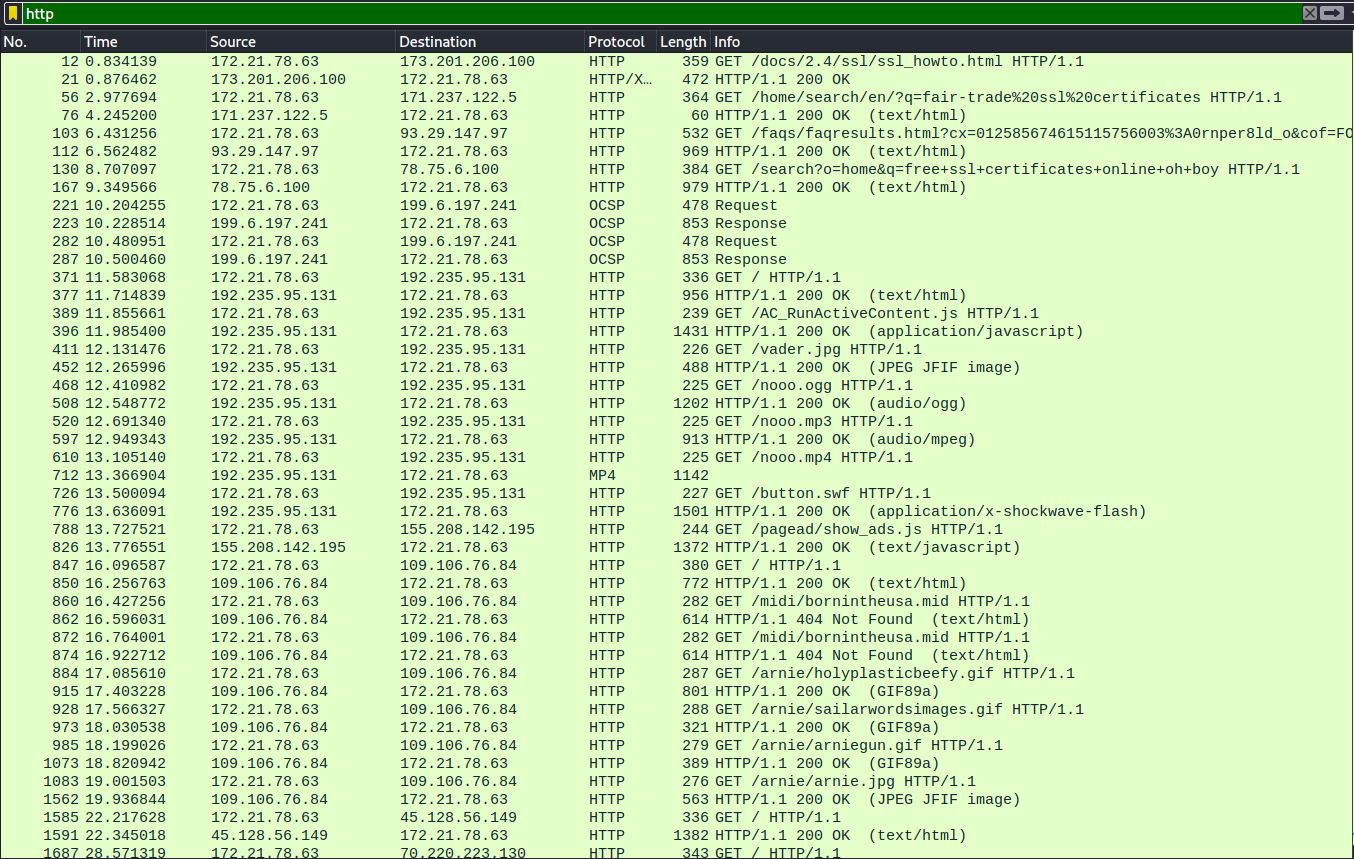 Wireshark HTTP data